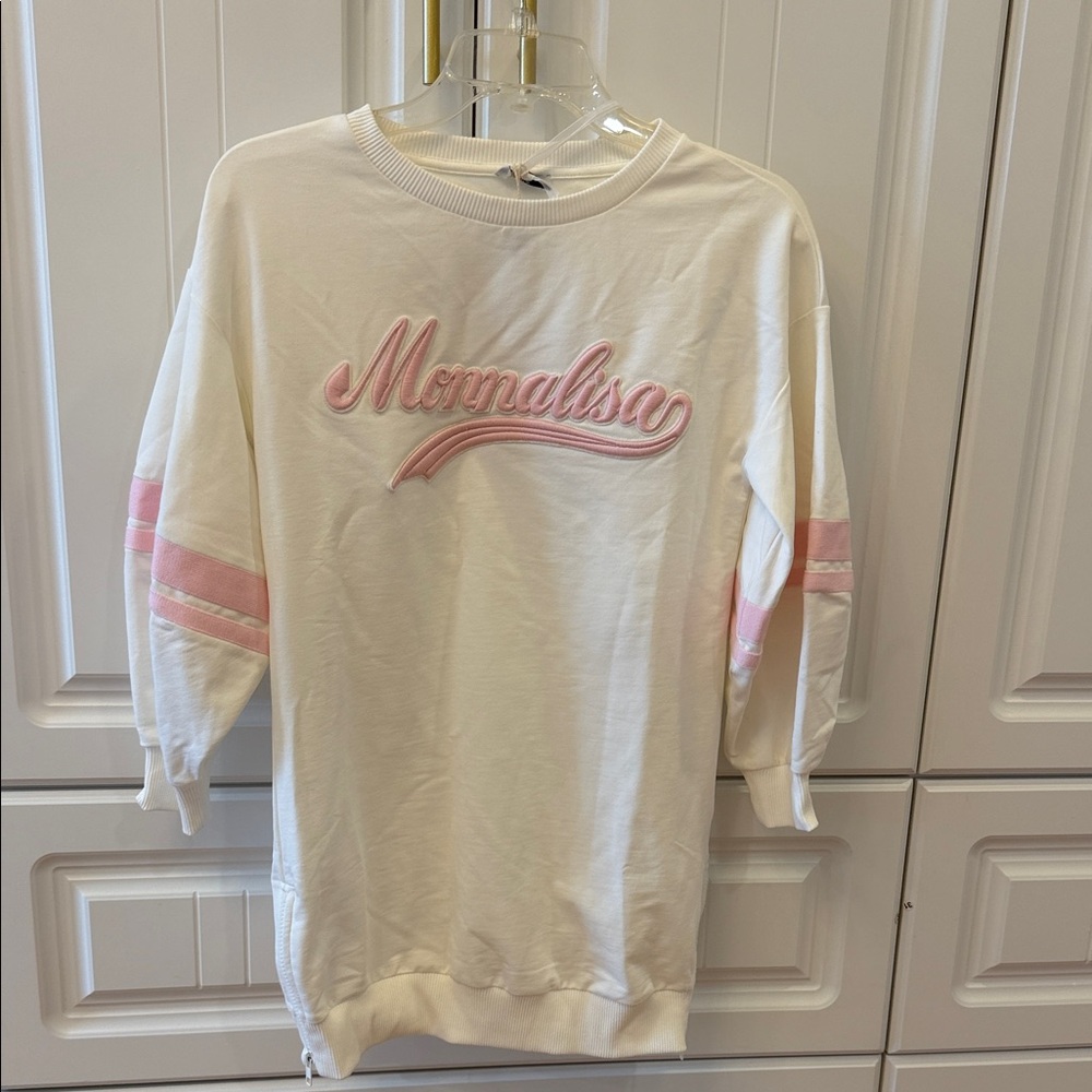 MonnaLisa Kids White Sweatshirt with Pink Accents